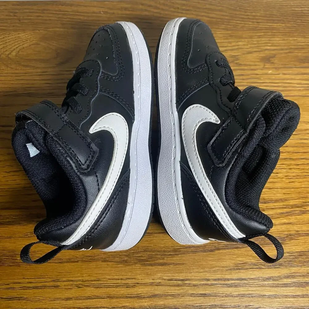 Nike Court Borough Low (TDV) Black/White Sneakers BQ5453-002 Toddler Size 9C